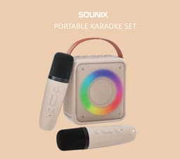 Sounix Draagbare Karaoke set - Incl. 2 draadloze microfoons - Bluetooth Speaker - Wit — thumbnail 5