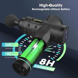Massagepistool voor Rug, Nek en Schouder - Stil Elektrisch Spiermassageapparaat met 30 Snelheden en 10 Massagekoppen — thumbnail 3