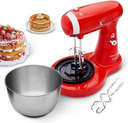 SOGO Keukenmachine - Keukenmixer met RVS Mengkom (3.2L) - Retro Design - Rood — thumbnail 2