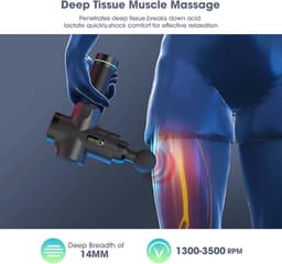 Massagepistool voor Rug, Nek en Schouder - Stil Elektrisch Spiermassageapparaat met 30 Snelheden en 10 Massagekoppen — thumbnail 5