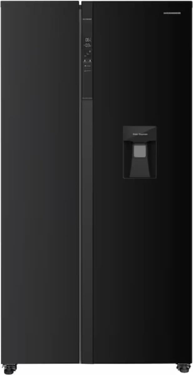 Heinner HSBS-HM529NFBKWDE++ Amerikaanse Side-by-Side Koelkast met Waterdispenser – 529 L – Full No Frost – LED Touch Display – Eco Functie – Zwart – 5 Jaar Garantie — afbeelding 1