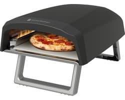 KitchenBrothers Pizza Oven - Gas - Tafelmodel - PFAS-vrij - Inklapbaar - Pizzasteen - Dubbele Brander - Pizza maker - Pizzaoven voor Buiten - Zwart/Grijs