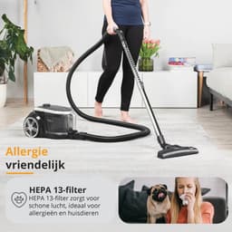 ETA Stormy Car Stofzuiger zonder Zak met Opzetstukken - HEPA 13 Filter, Instelbare Zuigkracht, ECO Motor en 360° Draaibaar – 2,2 Liter – Zwart — thumbnail 4