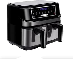J&R Airfryer - Dubbele Airfryer - Grote airfryer - Hetelucht oven - Heteluchtfriteuse - XL Airfryer - 9L - 2 Laden - Zwart — thumbnail 1