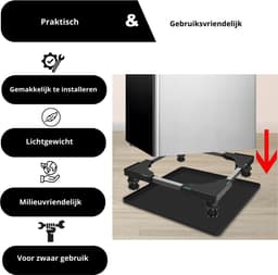LifeStages - Lekbak Wasmachine - Siliconen Lekbak - Silicone Koelkast Vloermat - Voorkomt Waterdruppels - Vriezer Mat Lade - Mini Koelkast Lekbak Voor Wasruimte - Wasmachine - ZWART, 65x60cm — thumbnail 3