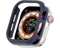 By Qubix - Hard case 42mm (open front) - Donkerblauw - Geschikt voor Apple Watch 42mm (series 10) hoesje - screenprotector - Bescherming iWatch - Bescherm hoesje