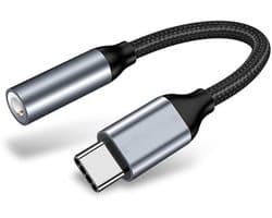 USB-C (type-c) Male naar 3.5MM jack AUX Female - koptelefoon headset adapter kabel met draad - geschikt voor o.a. telefoon en laptop - zwart