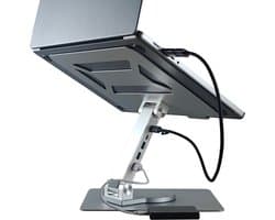 Ironwill® Essentials – Laptop Standaard – Geïntegreerde USB-Hub – Verstelbaar & 360° draaibaar – Silver | Space Grey