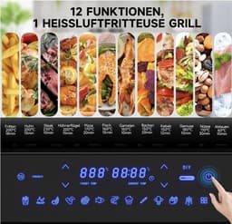 Homelux luxe airfryer - 2-in-1 Grill & Hetelucht Friteuse - Smart - 5.9 LITER - temperatuursensor 60 minuten timer - 12 voorgeprogrammeerde programma's — thumbnail 2