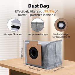 PolkaHome® 19-delige reserveonderdelen, onderdelen, accessoires geschikt voor Eufy X10 Pro Omni stofzuigerrobot 4 stofzakken, 4 wasbare dweildoeken, 4 zijborstels, 4 HEPA-filters, 1 hoofdborstel, 1 schroevendraaier, 1 2-in-1 schoonmaaktool met mesje — thumbnail 5