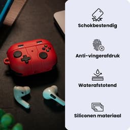 Game Controller Siliconen Case Hoesje voor Apple AirPods Pro en Pro 2 – Schokabsorberende Beschermhoes met Clip – Val- en Krasbestendig – Draadloos Opladen – Perfecte Silicone Pasvorm – XBOX Gaming Design – Rood — thumbnail 3