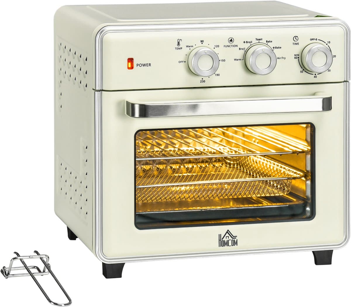 ZYLARO Airfryer oven - Vrijstaande Elektrische Oven - AirFryer, Bakken, Grillen en meer - 20 Liter - 1400 Watt - Vintage crème wit — afbeelding 1