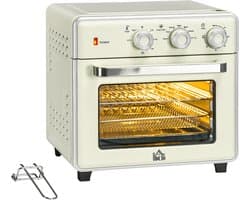 ZYLARO Airfryer oven - Vrijstaande Elektrische Oven - AirFryer, Bakken, Grillen en meer - 20 Liter - 1400 Watt - Vintage crème wit