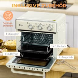 ZYLARO Airfryer oven - Vrijstaande Elektrische Oven - AirFryer, Bakken, Grillen en meer - 20 Liter - 1400 Watt - Vintage crème wit — thumbnail 7