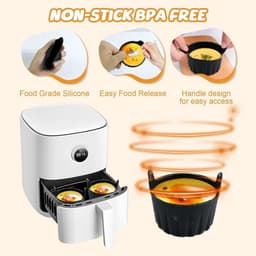 6 stuks - Airfryer accessoires - Airfryer eivorm - Airfryer siliconen bakje - BPA vrij - Geschikt voor alle airfryers - Zwart - 9*9*5.5cm — thumbnail 7