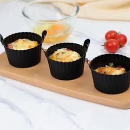 6 stuks - Airfryer accessoires - Airfryer eivorm - Airfryer siliconen bakje - BPA vrij - Geschikt voor alle airfryers - Zwart - 9*9*5.5cm — thumbnail 6