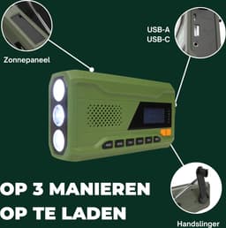 Noodradio - Solar - Opwindbaar - Handslinger - Powerbank - Zonne-energie - Zaklamp - Opwindbare Radio - Noodpakket — thumbnail 3