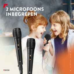 Karaoke set met 2 microfoons - Fenton KAR55B - Met discobol en Bluetooth - Voor kinderen - Zwart — thumbnail 3