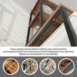 AirSleeperz® wasmachine kast - Droger Ombouw Meubel - Walnoot houtkleur met wit metaal - 3 etages - 50x68x155 cm — thumbnail 4