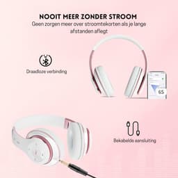 StayPowered Sound Hoofdtelefoon - Puur Geluid, Eindeloos Comfort - 6 EQ-Modi - 65 Uur Speeltijd - Bluetooth 5.3 - Ingebouwde HD-Microfoon - Dual-Modus - Superlicht & Verstelbaar - Wit - Levering Sneller dan Aangegeven! — thumbnail 4
