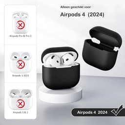 Studio Air Hoesje geschikt voor Airpods 4 - Schokbestendige Siliconen Case - Zwart — thumbnail 2