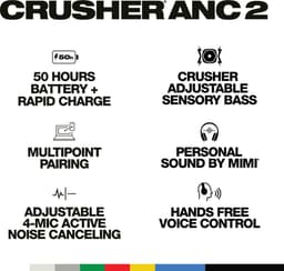 Skullcandy Crusher ANC 2 Draadloze Koptelefoon – Noise Cancelling Hoofdtelefoon - Wit — thumbnail 4