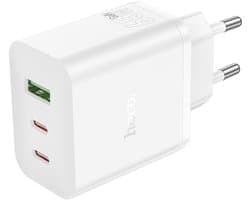 Hoco 65W Snellader met 3 USB Poorten – 2x USB-C & 1x USB-A – Zwart - Geschikt voor Laptop, MacBook, iPhone, iPad, Samsung telefoon, Tablet