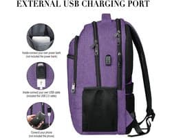 Famanu - Rugzak voor Mannen en Vrouwen, Schoolrugzak voor Jongens en Tieners, 15,6 inch Laptop Rugzak met USB-oplaadaansluiting voor Werk en School met Laptopvak en Anti-diefstaltas