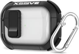 Schokbestendig Hoesje - Geschikt voor Apple AirPods 4 - Hardcase Met Sleutelhanger - Transparant & Wit — thumbnail 1