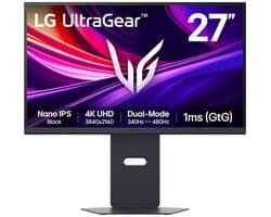LG UltraGear 27G850A-B UHD 4K - Nano IPS Black Gaming Monitor - Dual-Mode 240Hz/480hz - 1ms - DP 2.1 - DisplayHDR 600 - 27-inch