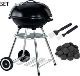 Houtskoolbarbecue XL 47 CM inclusief 3 KG Briketten en 2 Marinadekwasten en BBQ Hoes - Voordeelverpakking - Kogelbarbecue — thumbnail 1
