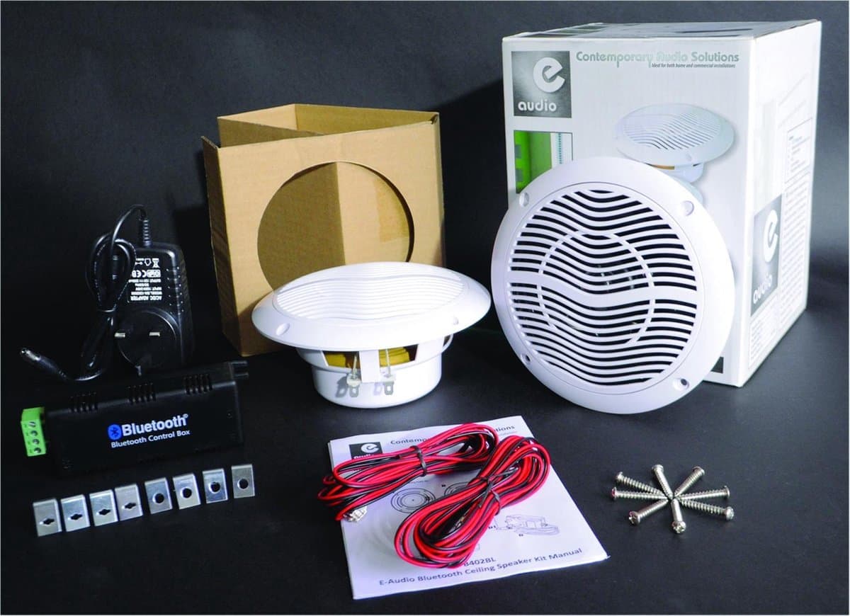 E-Audio Bluetooth Plafond Speaker Set - 2 witte speakers - 1 bluetooth module — afbeelding 1