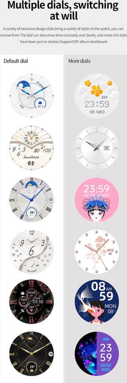 Darenci Smartwatch Snow Fit - Smartwatch heren -Activity Tracker-  fit -Touchscreen -Bluetooth bellen -Bluetooth muziek - Met extra bandje - Horloge -Stappenteller -Bloeddrukmeter -Verbrande calorieën -Zuurstofmeter -Spatwaterdicht -Wit/Zilver — thumbnail 5