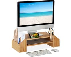 monitorstandaard - met opbergruimte - organizer - 16 x 57,5 x 25 cm - beeldscherm verhoger