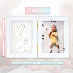 TIKIBOE Baby Fotolijst - Gipsafdruk baby - Klei Afdruk Baby Voet en Hand - Kraamcadeau Jongen of Meisje - Babyshower - Kraampakket/Geboorte Cadeau - Baby Art - Kraam Cadeau — thumbnail 2