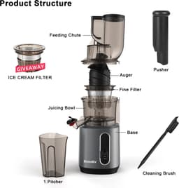 Mercadome® Slowjuicer - Sapcentrifuge - Sinaasappelpers - Citruspers electrisch - Compact - Gebruiksvriendelijk - Multifunctioneel - 700ML - Hoogte 44cm — thumbnail 3