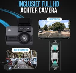 Nanocam M68 4K 2CH Wifi Gps 32gb dashcam voor auto - 4K + Full HD resolutie - Parkeerbeveiliging - 32gb MicroSD - 2,0 inch Lcd - 170 + 170 graden kijkhoek - Nachtzicht — thumbnail 3