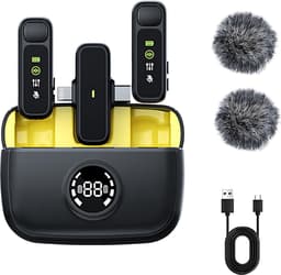 Strolox® Draadloze Microfoon - 2 Stuks - Oplaadcase - Lavalier - Windshields - Dasspeld - Lange Batterij - USB-C/Lightning - Plug & Play — thumbnail 1