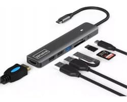 Zenwire USB-C Hub - Hub - Adapter 7in1 HDMI 4K - USB 3.0 - SD - Micro SD - Multiport Power Delivery 100W - Docking Station - USB Splitter - Geschikt voor Laptop Macbook Pro / Air / Windows / Universeel