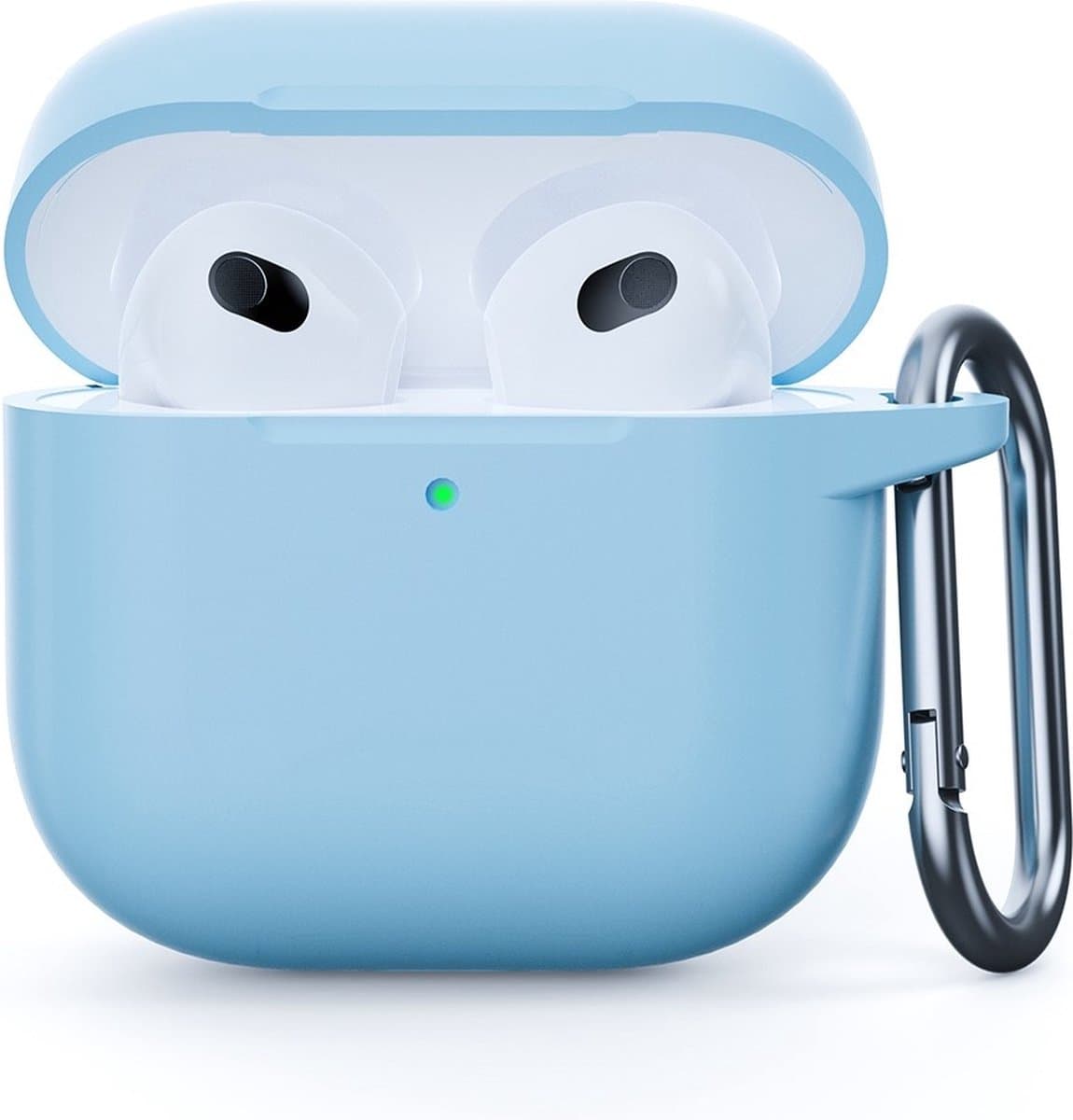 Coverup Hoesje - Geschikt voor AirPods 4 Hoesje - Coverup Siliconen AirPods Case met Sleutelhanger - Lichtblauw — afbeelding 1