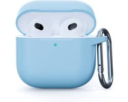 Coverup Hoesje - Geschikt voor AirPods 4 Hoesje - Coverup Siliconen AirPods Case met Sleutelhanger - Lichtblauw