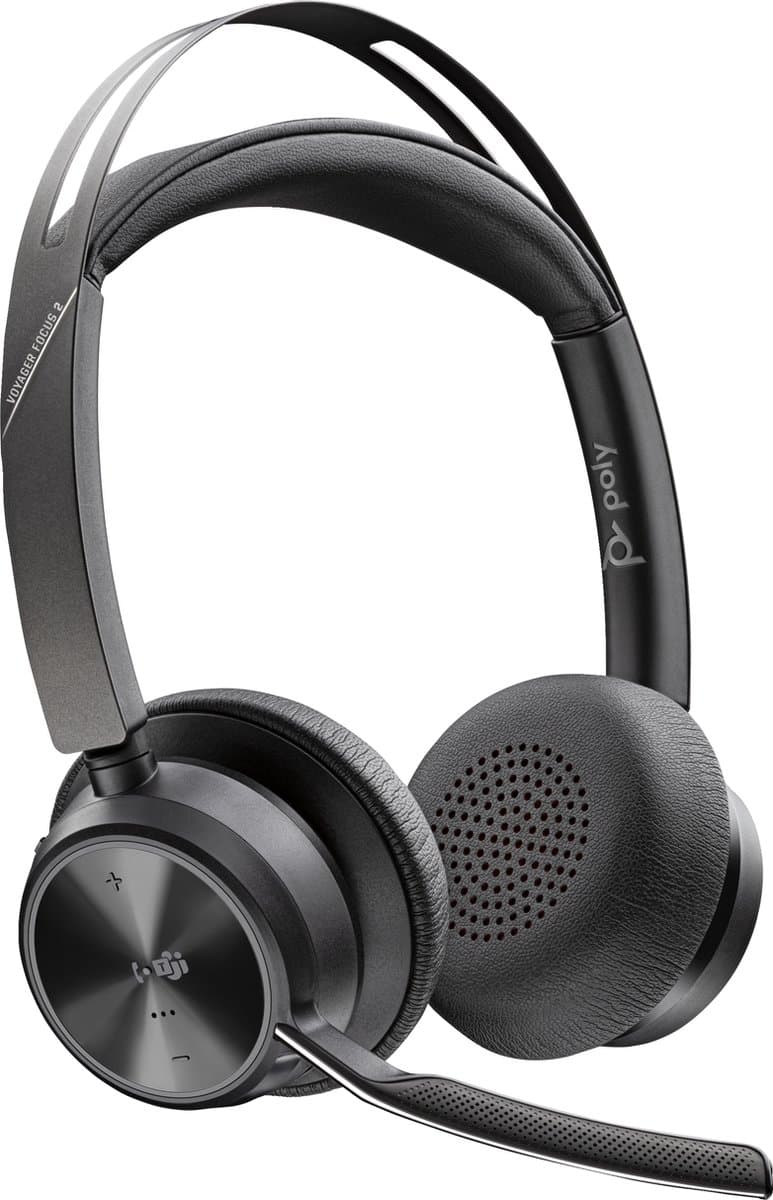 Poly Voyager Focus 2 MS Draadloze Office Headset + Oplaadstation — afbeelding 1