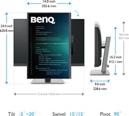 BenQ WQXGA Eye-Care Programming Monitor RD240Q - 60Hz - IPS Beeldscherm - 2560x1600p - EyeCare - 24,1 inch — thumbnail 2