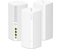 DrPhone SkyLink - Geen dode WiFi zones - Draadloze Wi-Fi 6 Router - AX3000 Mesh – 3 Eenheden – WPA3 Beveiliging – Ouderlijke Toezicht – Mobiele App - Wit