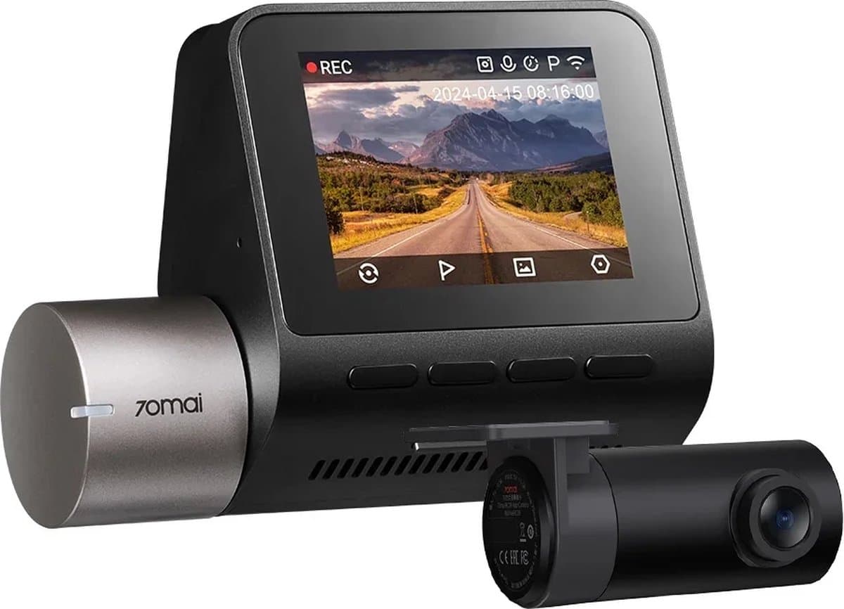 70mai Dash Cam A510 Set - Dashcam voor en achter - 3K HDR opname met Sony STARVIS 2 sensor - GPS en ADAS rijassistentie - Parkeerstand beveiliging - WiFi app bediening - G-sensor en nachtzicht voor maximale veiligheid — afbeelding 1