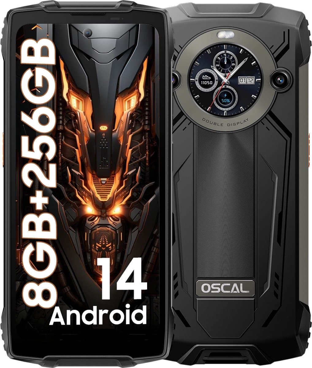 OSCAL PILOT 2 Robuuste Smartphone - 24GB RAM - 256GB ROM - 8800mAh - 6.5 Inch - Android 14 - Robuuste IP68 Waterdicht - 50MP - NFC - Dual SIM - Zwart — afbeelding 1