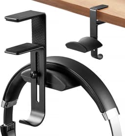 YONO Headset Houder Bureau - Koptelefoon Haak - Hoofdtelefoon Hanger - Aluminium - Zwart — thumbnail 1