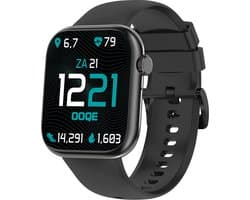 OOQE WATCH PRO 7 - Smartwatch Heren en Dames | Geschikt voor iOS en Android | 10 kleuren | HD | Notificaties | Gezondheidsanalyse | Sportanalyse | GPS Koppeling | Bellen | Muziek/Audio Luisteren | Ergonomisch | Nederlandstalig | Zwart