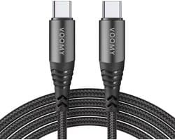 Voomy 100W USB-C Kabel - USB C naar USB C - 2 Meter - Oplaadkabel & Datakabel - Snellader - Geschikt voor Smartphones, Laptops & Tablets - Nylon