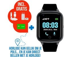 Wiesba WB73S - GPS Horloge Senior - Smartwatch voor Ouderen - Persoonlijke alarmen - alarm horloge ouderen - GPS Horloge Alzheimer - Valdetectie - Zwart